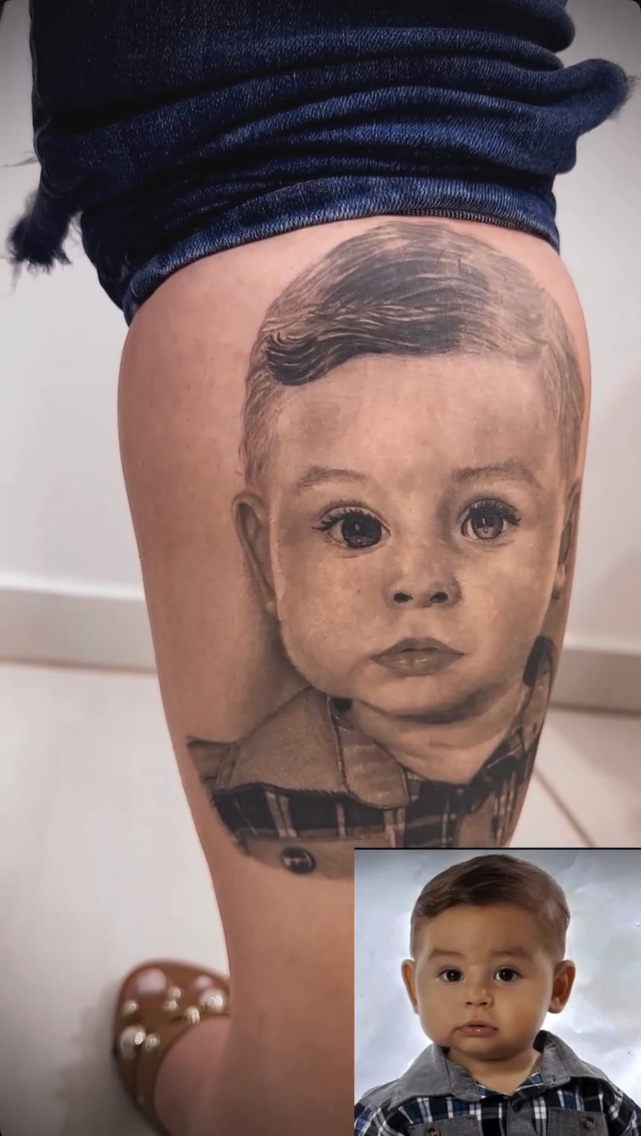 Black and grey realistic portrait tattoo by Cioffi Tattoo