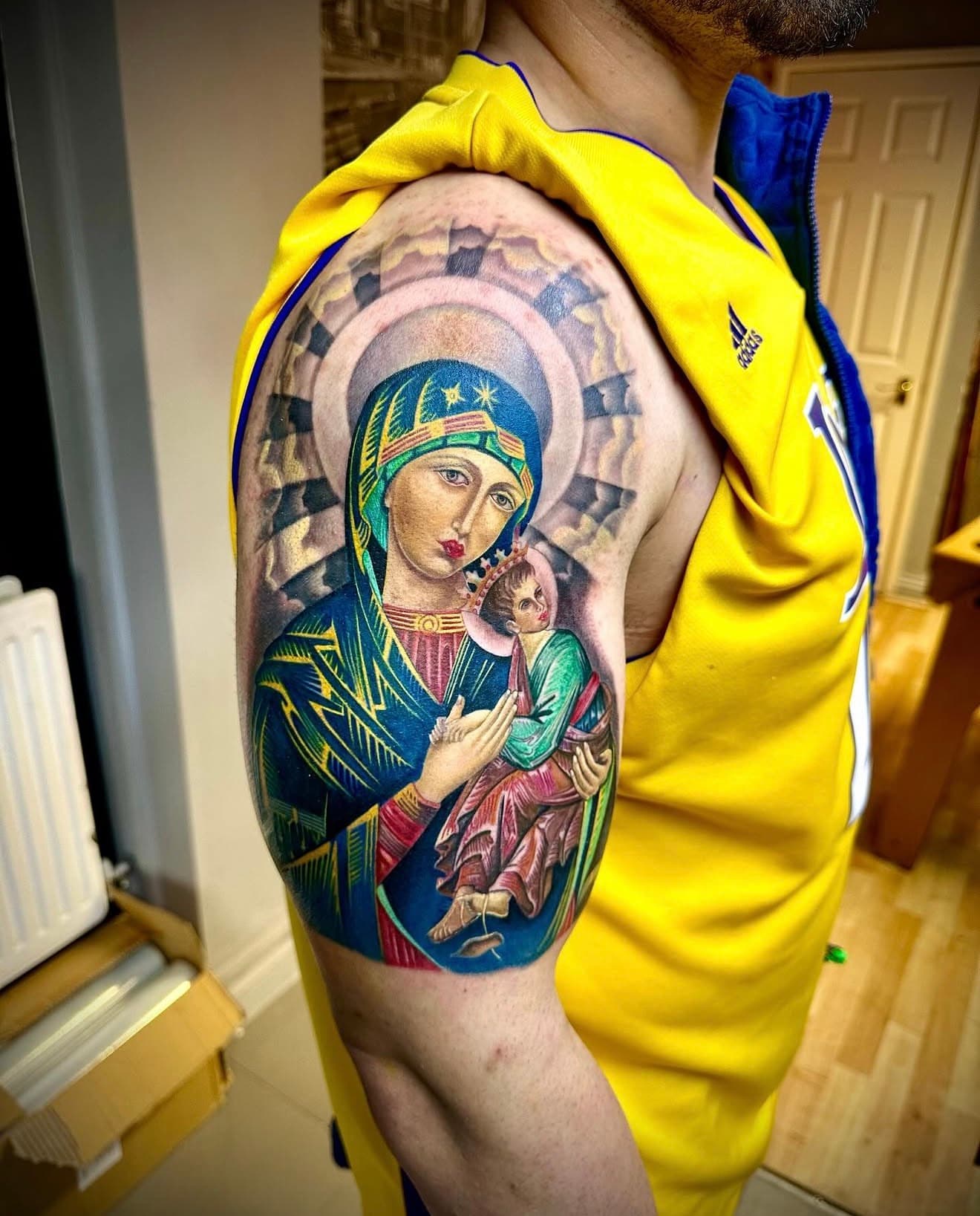 Colour religious tattoo by Cioffi Tattoo